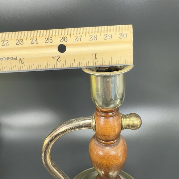 Primitive Style Wood And Metal Swivel Candle Stick Holder Set Vintage Decor VTG - Picture 4 of 16